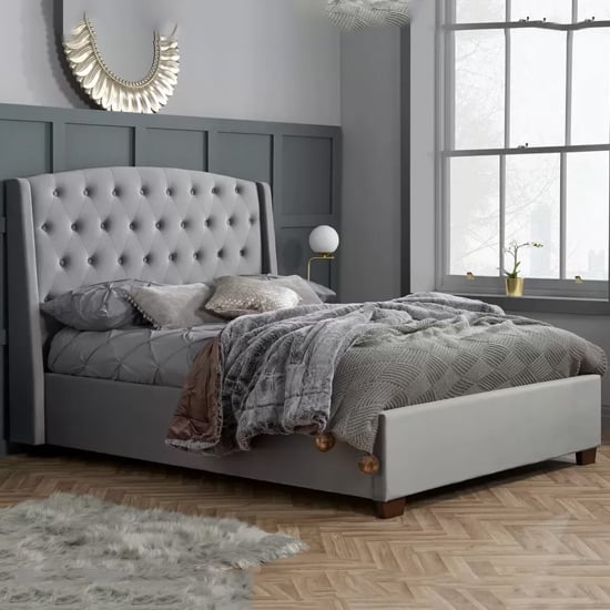 Balmorals Fabric Double Bed In Grey