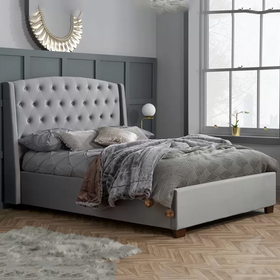 Read more about Balmorals fabric double bed in grey