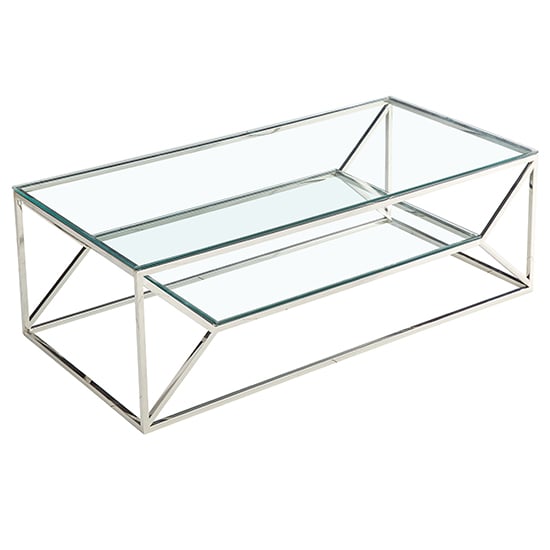 Photo of Balnain clear glass top coffee table with silver frame