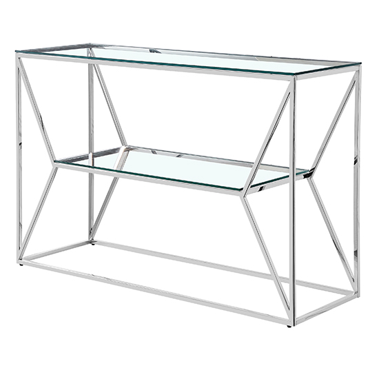 Product photograph of Balnain Clear Glass Top Console Table With Silver Frame from Furniture in Fashion