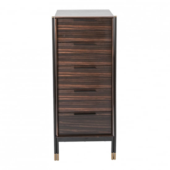 Product photograph of Balta Wooden Chest Of 5 Drawers Narrow In Ebony from Furniture in Fashion