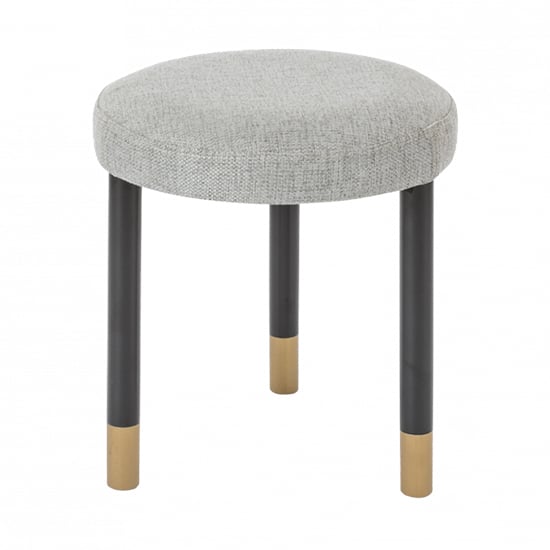 Photo of Balta wooden dressing stool round with stone grey fabric seat