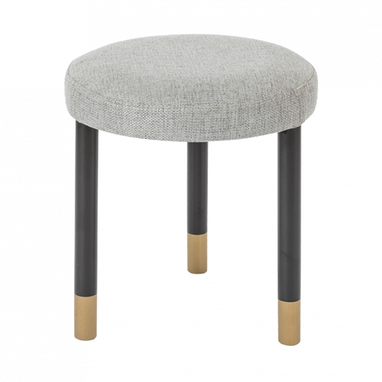 Read more about Balta wooden dressing stool round with stone grey fabric seat