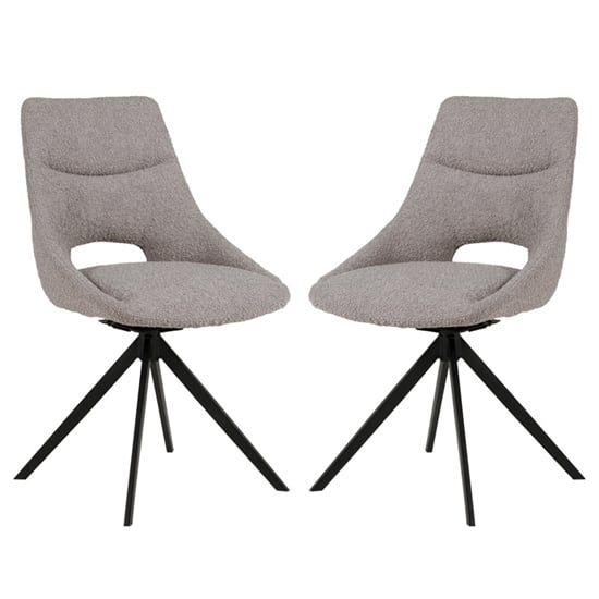 Read more about Balta grey fabric dining chairs with black metal legs in pair
