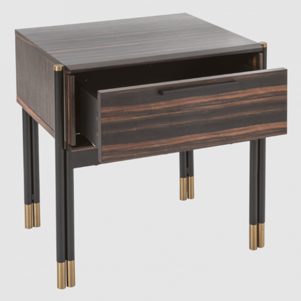 Balta Wooden Bedside Cabinet With 1 Drawer In Ebony