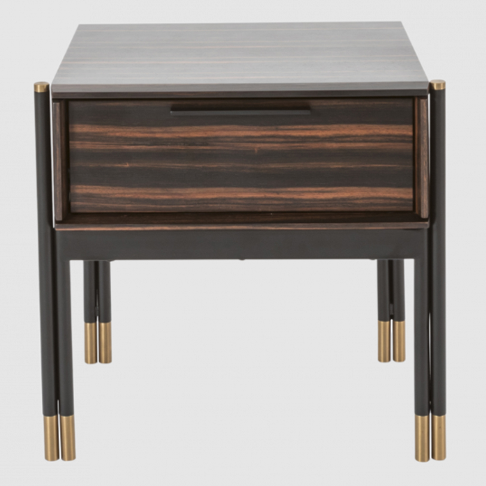 Balta Wooden Bedside Cabinet With 1 Drawer In Ebony