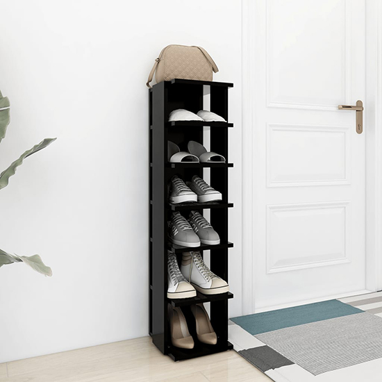 Photo of Balta wooden shoe storage rack with 6 shelves in black