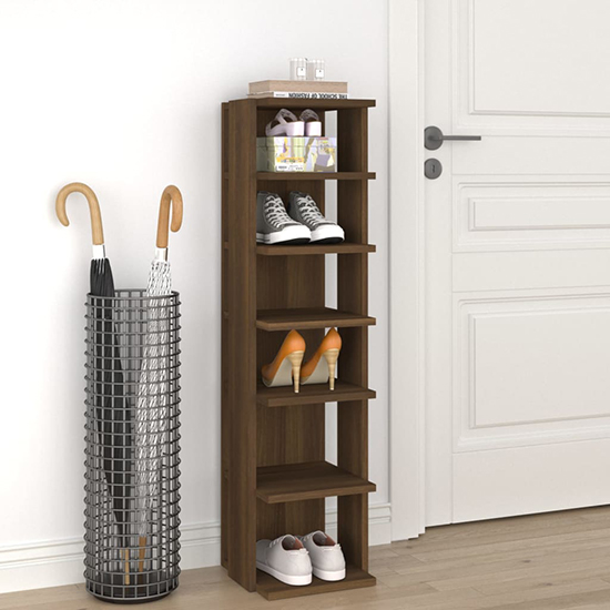 Balta Wooden Shoe Storage Rack With 6 Shelves In Brown Oak Furniture