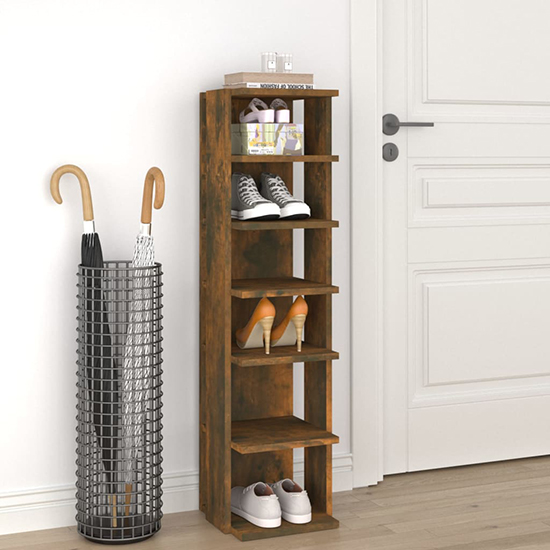 Read more about Balta wooden shoe storage rack with 6 shelves in smoked oak