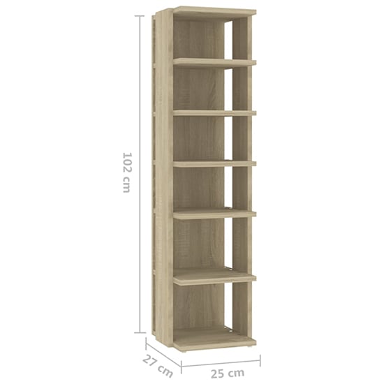 Balta Wooden Shoe Storage Rack With 6 Shelves In Sonoma Oak