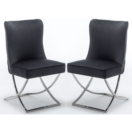 Read more about Baltec black velvet upholstered dining chair in pair