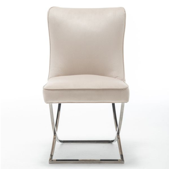 Baltec Cream Velvet Upholstered Dining Chair In Pair_3