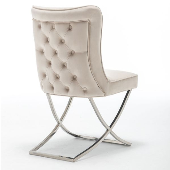 Baltec Cream Velvet Upholstered Dining Chair In Pair_5
