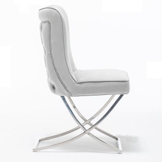 Baltec Light Grey Velvet Upholstered Dining Chairs In Pair_3