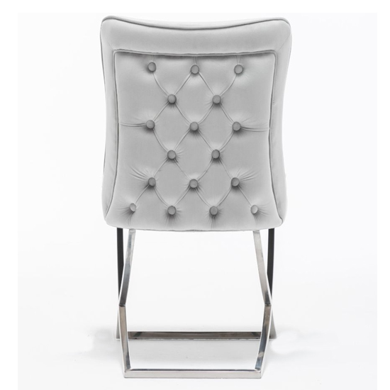 Baltec Light Grey Velvet Upholstered Dining Chairs In Pair_4