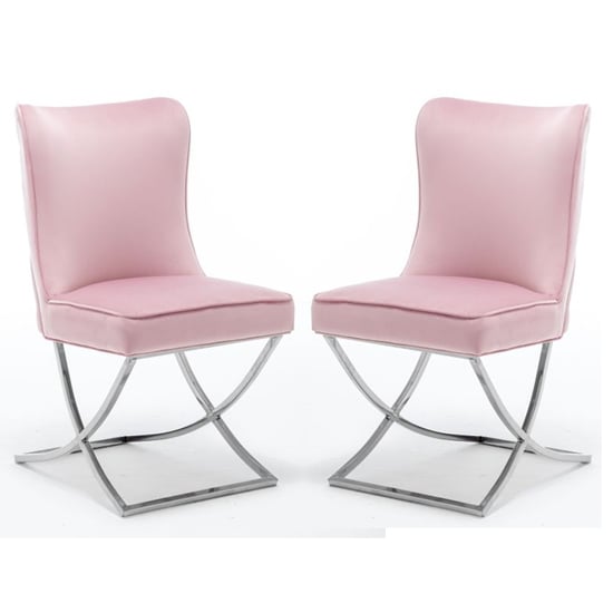 Read more about Baltec pink velvet upholstered dining chair in pair