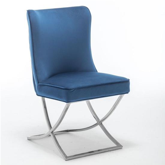 Baltec Velvet Upholstered Dining Chair In Blue