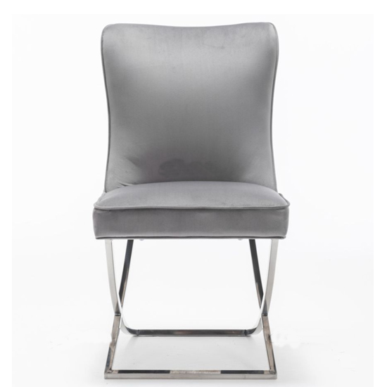 Baltec Velvet Upholstered Dining Chair In Dark Grey