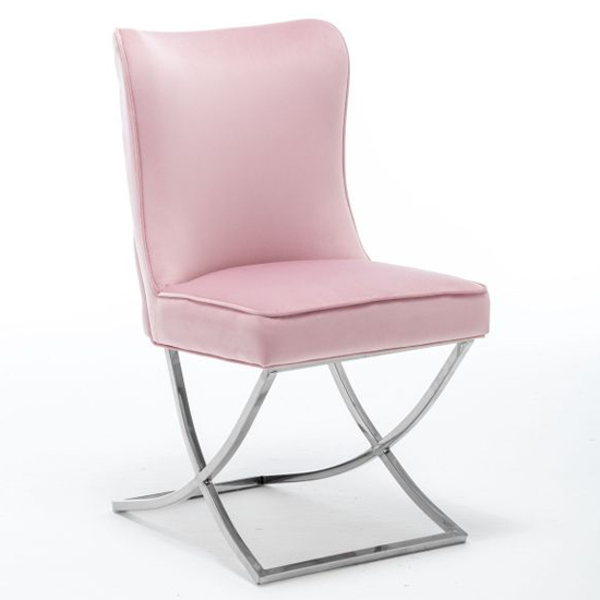 Baltec Velvet Upholstered Dining Chair In Pink