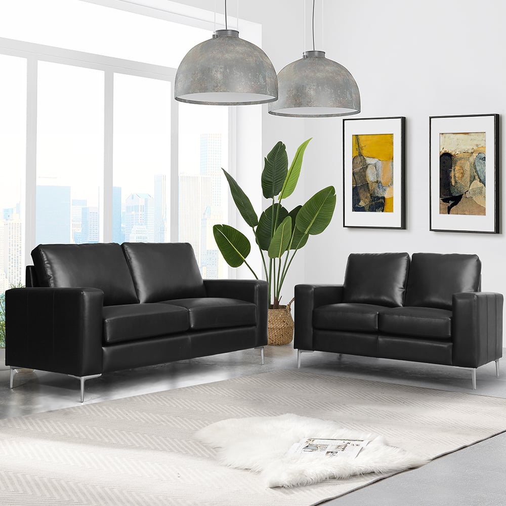 Read more about Baltic 3+2 faux leather sofa set in black