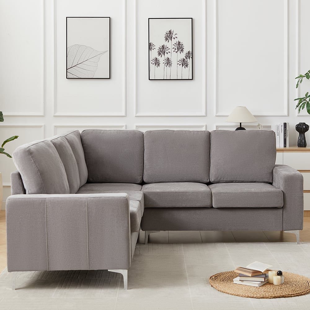 Baltic Fabric Corner Sofa In Grey