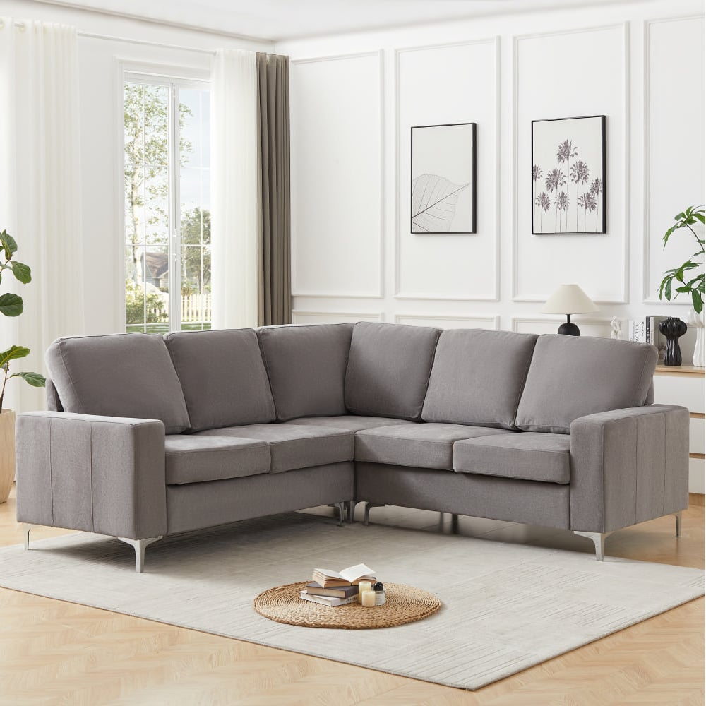 Baltic Fabric Corner Sofa In Grey