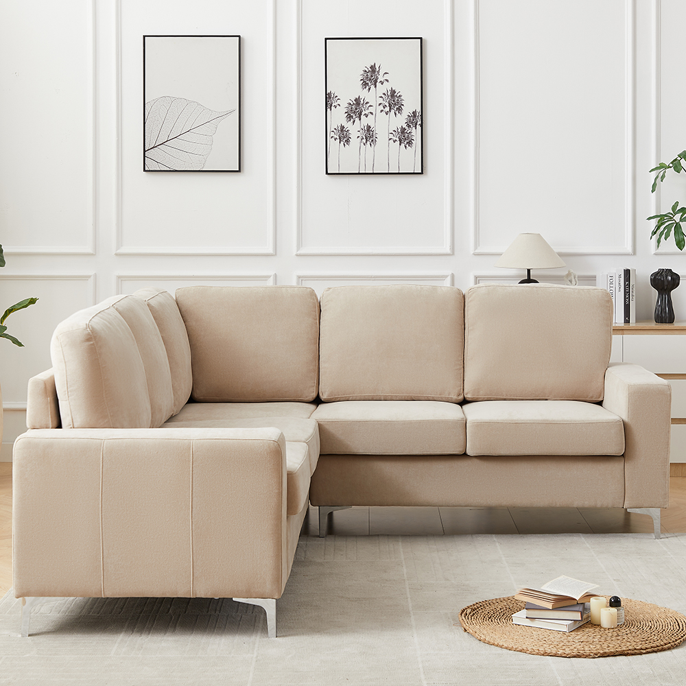 Baltic Fabric Corner Sofa In Stone