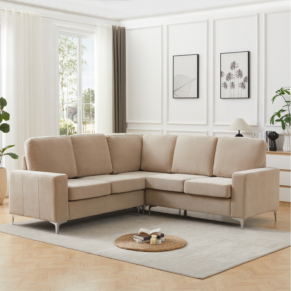 Baltic Fabric Corner Sofa In Stone