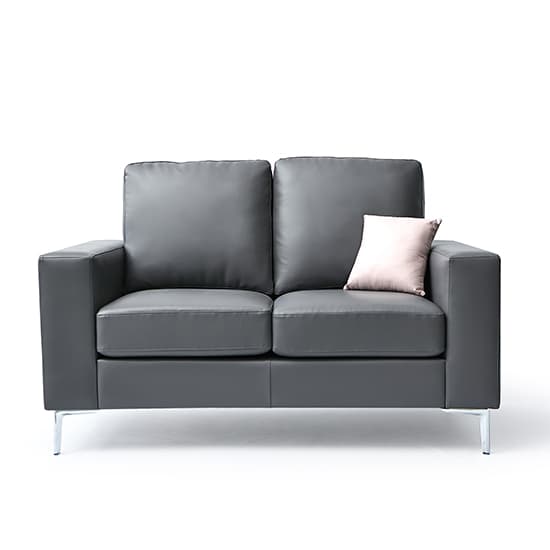 Baltic Faux Leather 2 Seater Sofa In Dark Grey_1