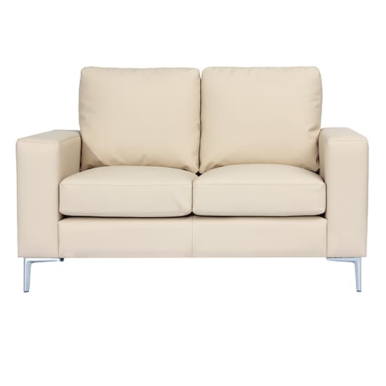 Baltic Faux Leather 2 Seater Sofa In Ivory