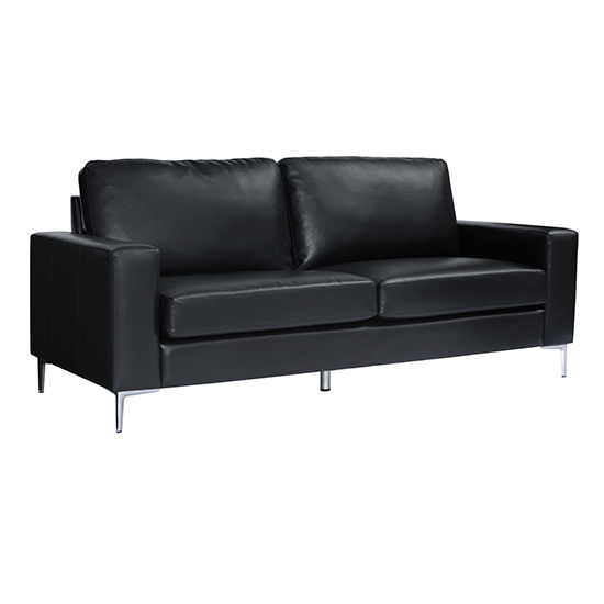 Baltic Faux Leather 3+2 Sofa Set In Black