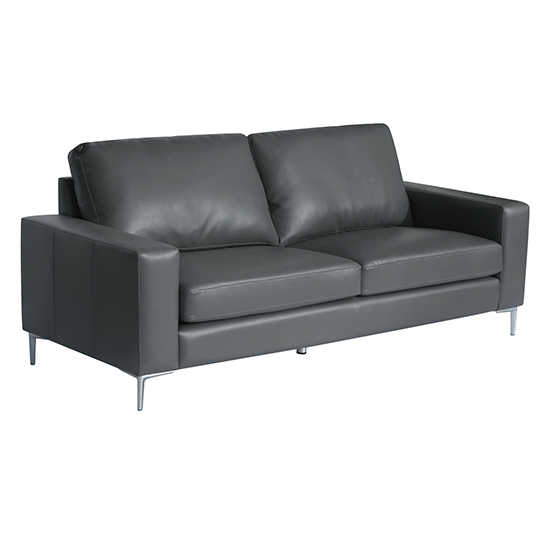 Baltic 3+2 Faux Leather Sofa Set In Dark Grey