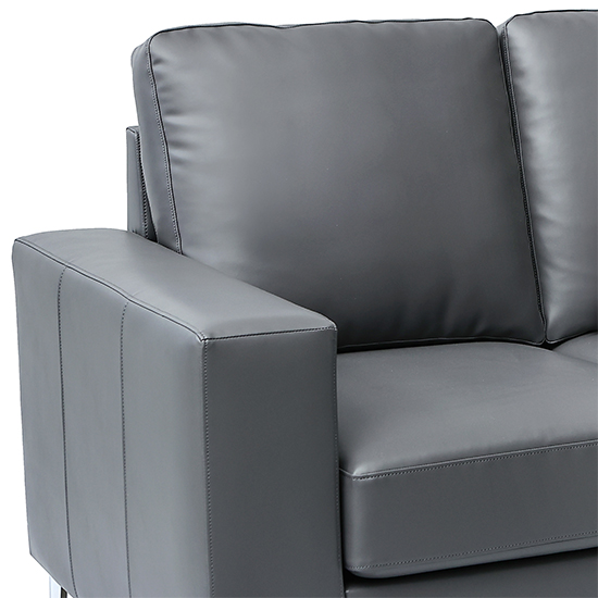 Baltic 3+2 Faux Leather Sofa Set In Dark Grey