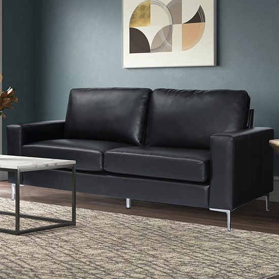 Baltic Faux Leather 3 Seater Sofa In Black | Furniture in Fashion