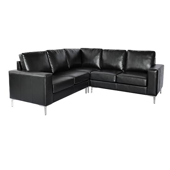 Baltic Faux Leather Corner Sofa In Black Furniture in Fashion