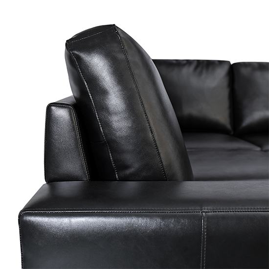 Baltic Faux Leather Corner Sofa In Black Furniture in Fashion