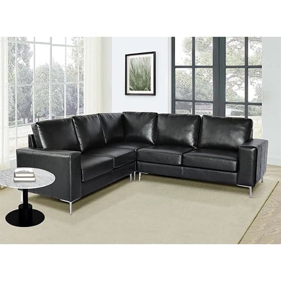 Baltic Faux Leather Corner Sofa In Black_1