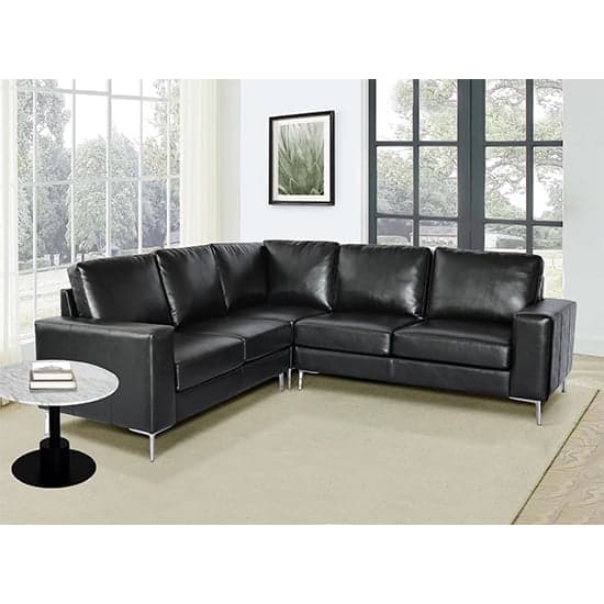 Photo of Baltic faux leather corner sofa in black