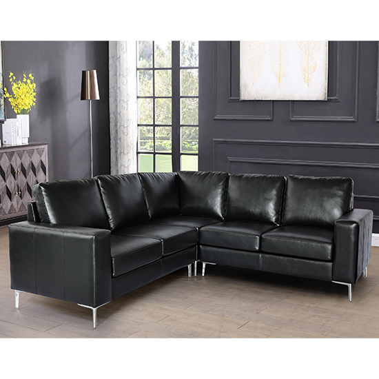 Baltic Faux Leather Corner Sofa In Ivory Furniture in Fashion