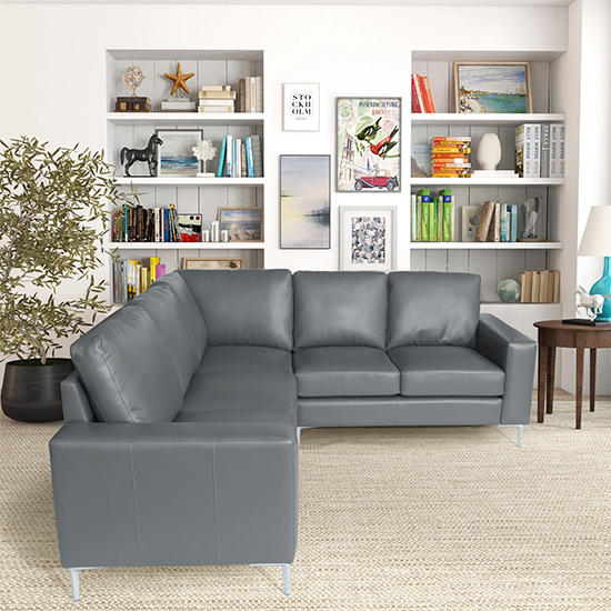 Baltic Faux Leather Corner Sofa In Dark Grey Furniture in Fashion