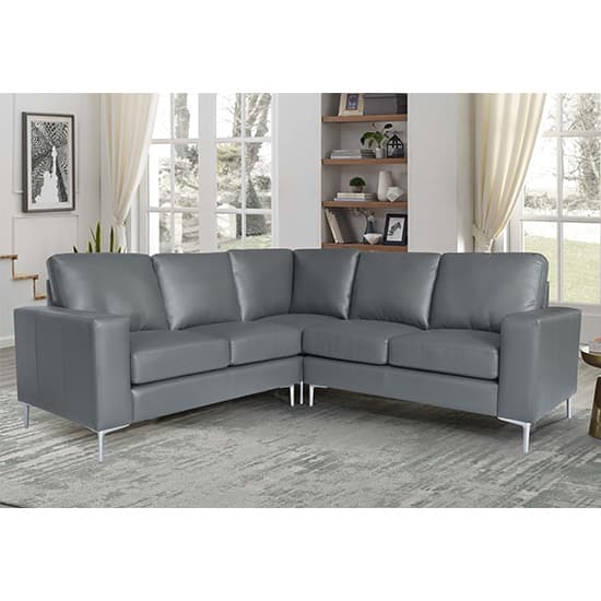 Baltic Faux Leather Corner Sofa In Dark Grey
