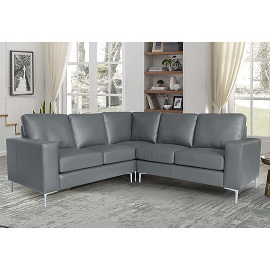 Baltic Faux Leather Corner Sofa In Dark