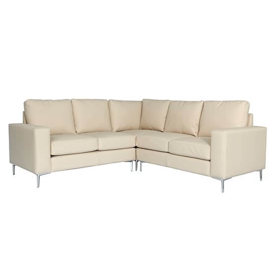 Baltic Faux Leather Corner Sofa In Ivory Furniture in Fashion