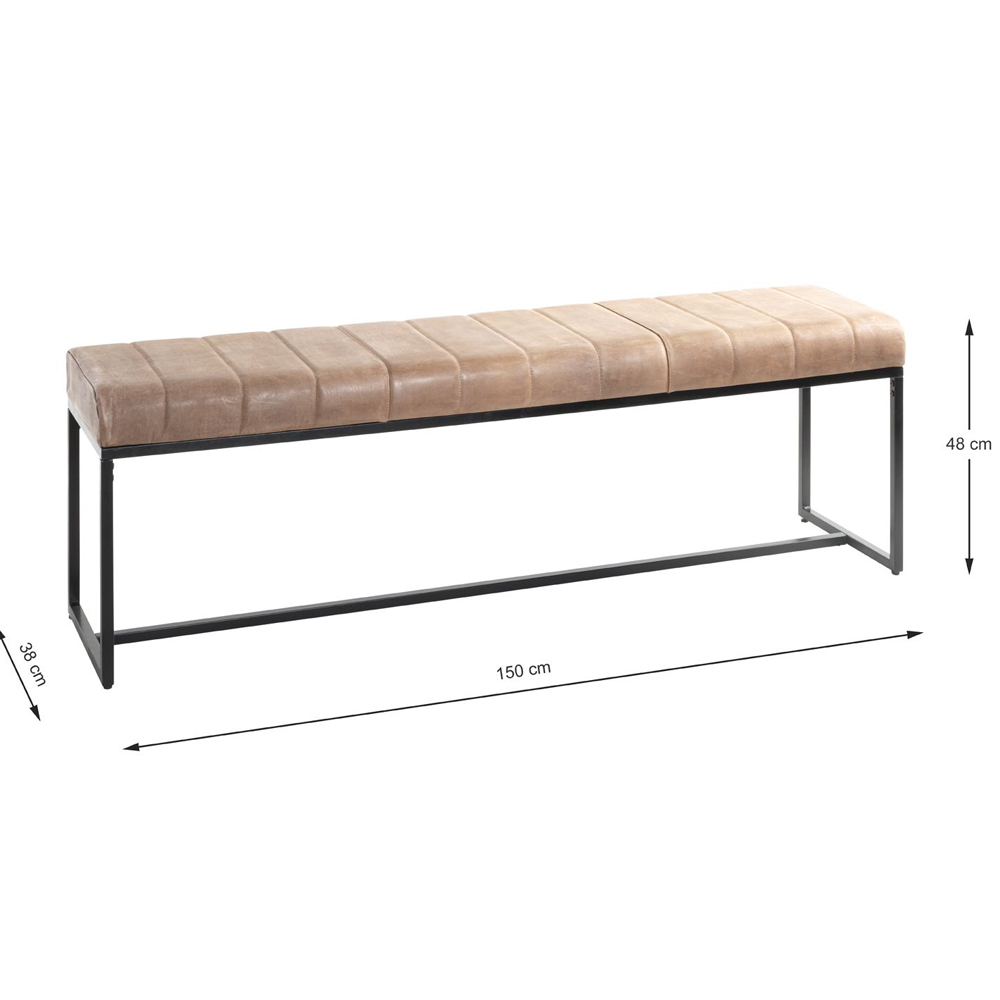 Baltimore Large Leather Hallway Seating Bench In Brown