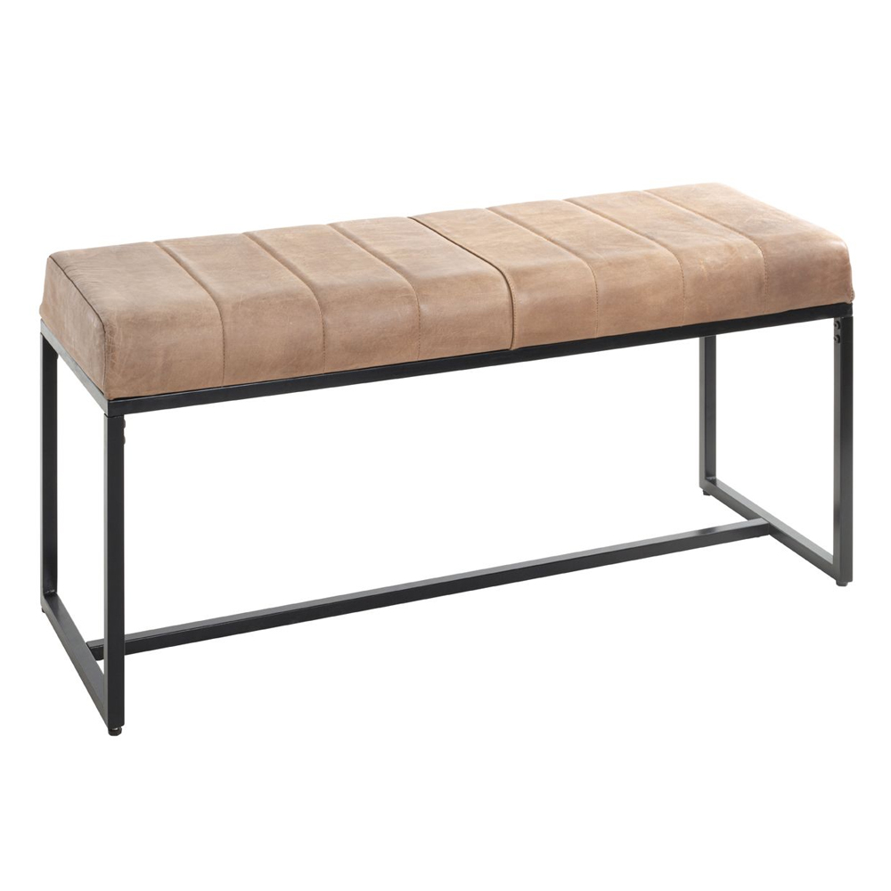Baltimore Small Leather Hallway Seating Bench In Brown