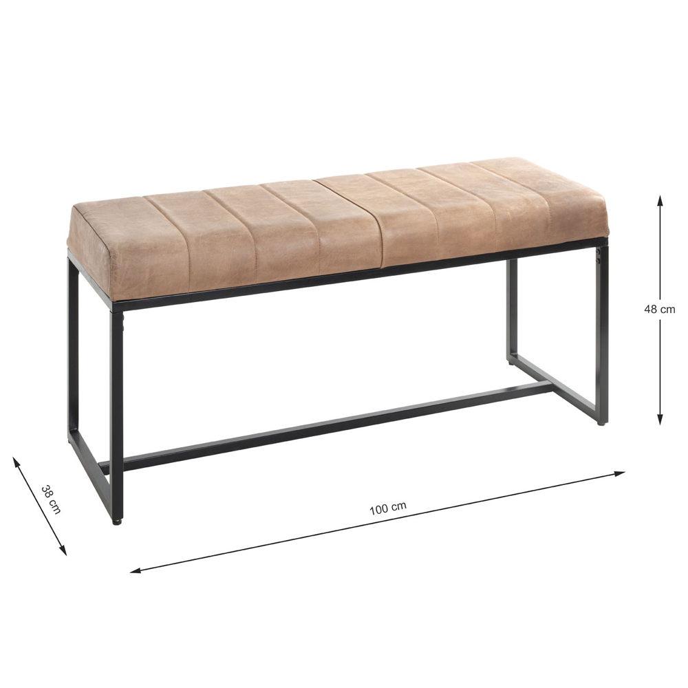 Baltimore Small Leather Hallway Seating Bench In Brown