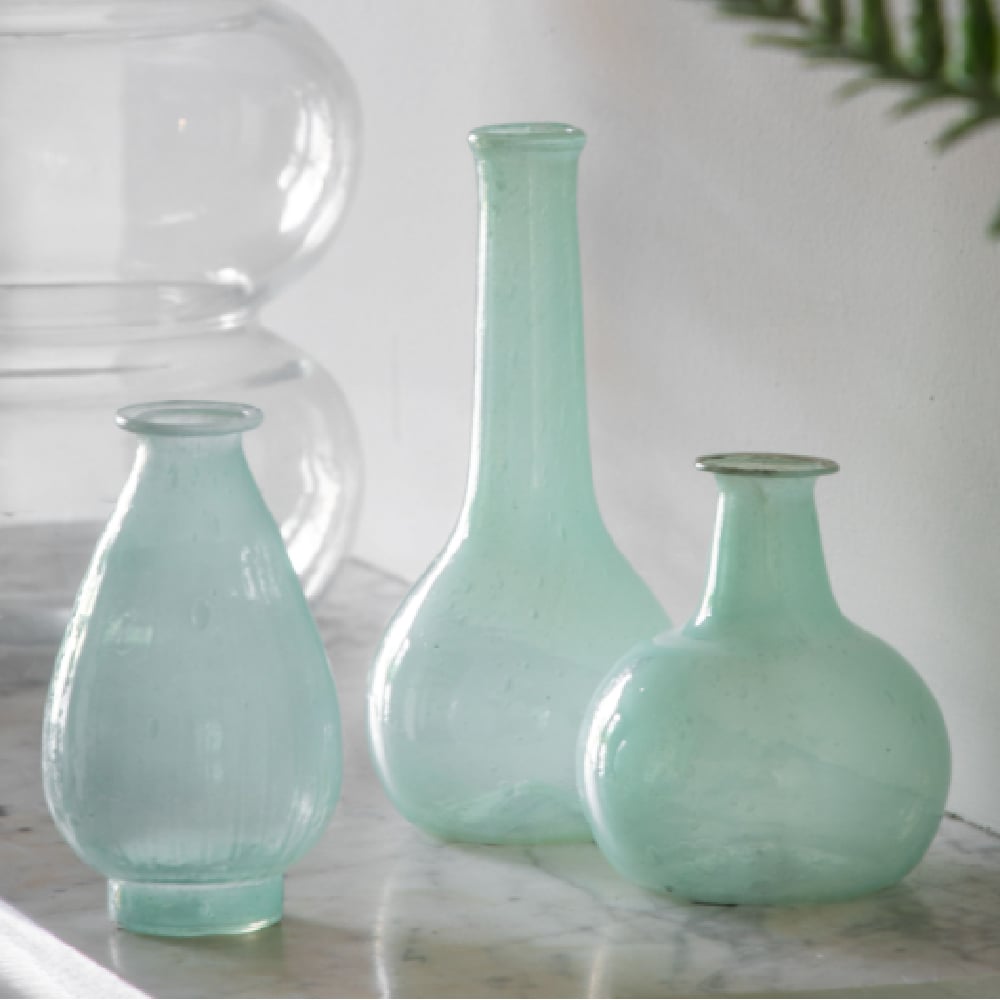 Balzac Glass Set Of 3 Vase In Blue