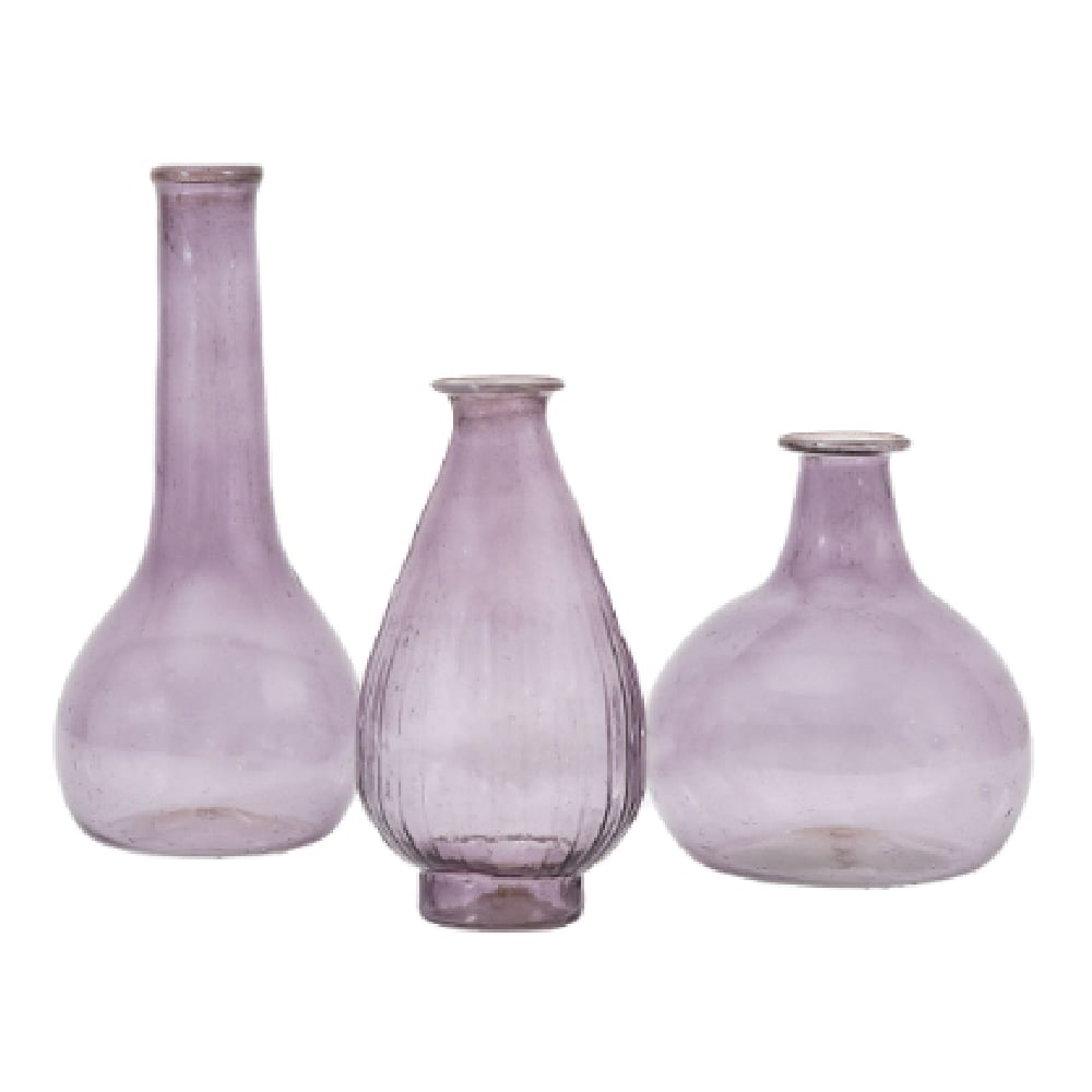 Balzac Glass Set Of 3 Vase In Grey