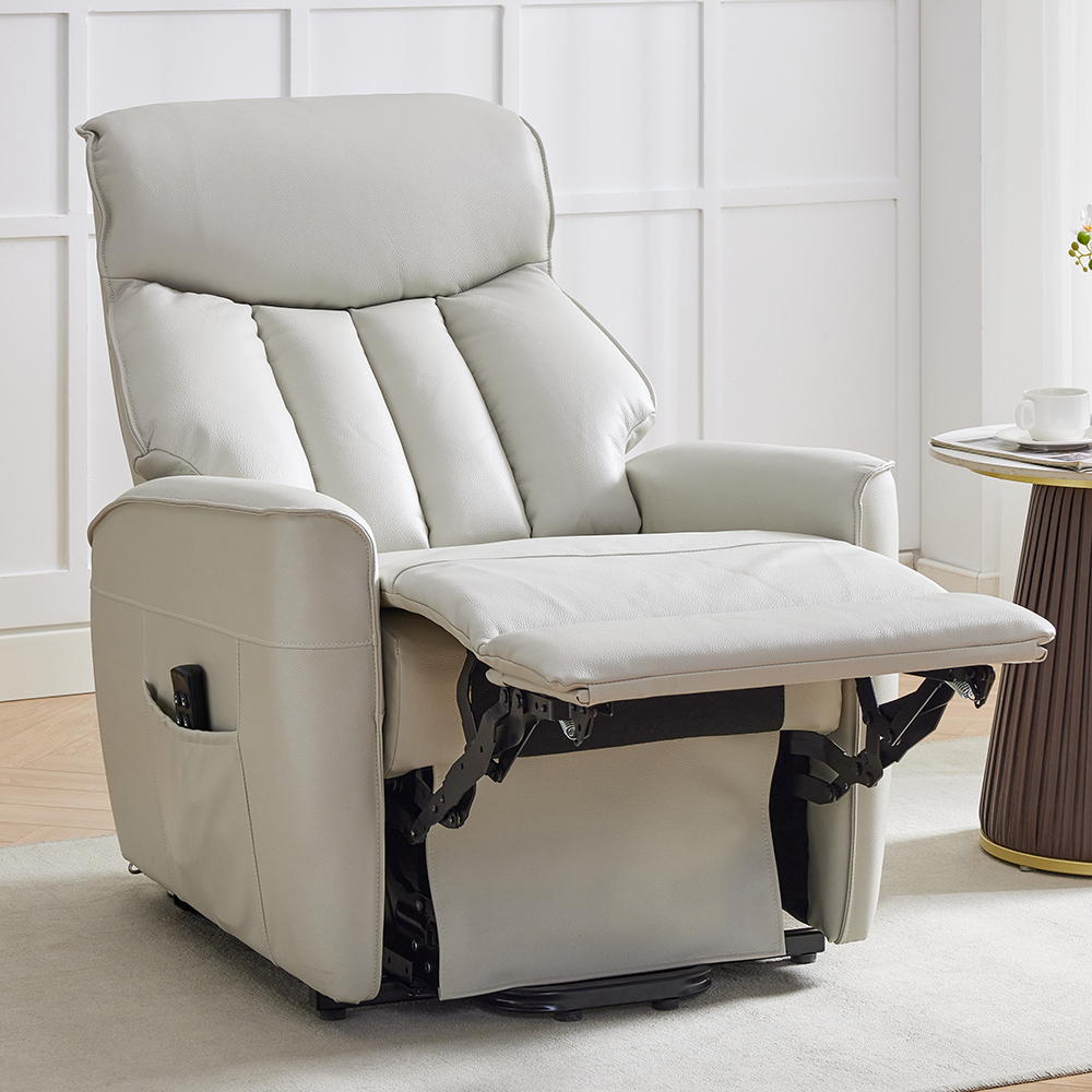 Balzac Leather Electric Recliner Chair In Sandy