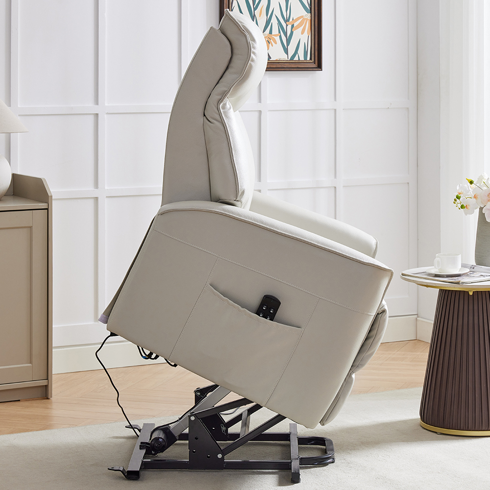 Balzac Leather Electric Recliner Chair In Sandy